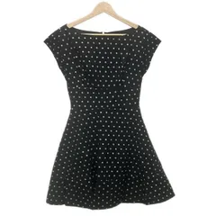 Kate spade(ケイトスペード) ワンピース サイズ0 XS レディース美品  - 黒×白 クルーネック/ノースリーブ/ひざ丈/ドット柄