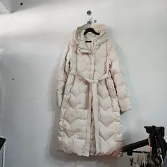 アイボリー ロング フード ダウン ベルト コート