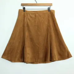 INDIVI★フレアスカート スウェード調で秋冬にぴったり♪大きいサイズ44 ブラウン系 z17731