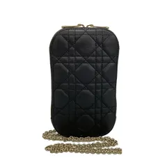 ディオール/クリスチャンディオール ショルダーバッグ レディ ディオール コーリンディオール フォンホルダー 黒 ラムスキン