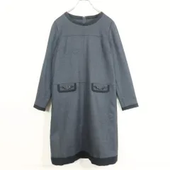 【美品】レリアン★大人上品♪ウールワンピース サイズ9 チャコール系 無地 セレモニーに♪z17738