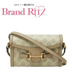 中古 グッチ GGスプリーム ホースビット 1955 ミニ ショルダーバッグ 699296 ベージュ ホワイト PVC レザー レディース GUCCI 【送料無料】【西神店】