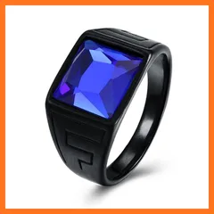 【新品】 ファッション アクセサリー メンズ リング 印台指輪 印台リング おしゃれ レディース ステンレスリング 幅広 (ブルー, 28)
