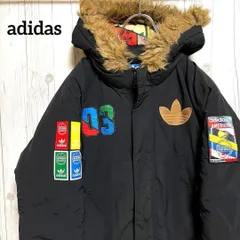 adidas アディダス 韓国企画 ダウンジャケット 韓国100 L相当 ブラック 黒 ブルゾン オーバーサイズ ストリート K-POP 古着 ユーズド感あり　25-9-170