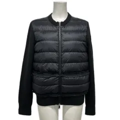 MONCLER(モンクレール) ダウンジャケット サイズL レディース CARDIGAN TRICOT 黒 長袖/ニット/ジップアップ/冬 ダウン