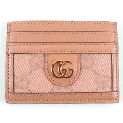 未使用品☆GUCCI グッチ 523159 レザー GGキャンバス GG柄 カードケース パスケース ピンク 箱・保存袋付き イタリア製 レディース