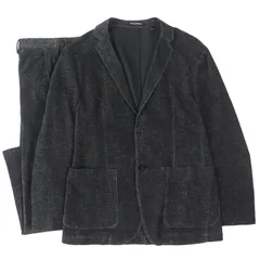美品△EMPORIO ARMANI エンポリオ アルマーニ コットン100％ シングルジャケット パンツ スーツ セットアップ ブラック系 48 イタリア製 正規品 メンズ