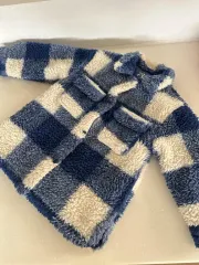 ZARA ザラ ブルー 白 CHECK ボア シャツ ジャケット 6y