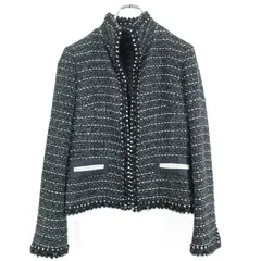 【美品】レリアン★ツイードジャケット サイズ9 黒系 ボタンレス シルク混！セレモニーに♪z17740