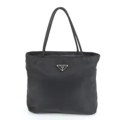 極美品 プラダ テスート ナイロン 三角ロゴ トート バッグ 肩掛け ショルダー ハンド ブラック 黒 レディース RUE DE35-9【中古】