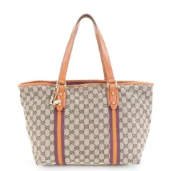 グッチ GGキャンバス シェリー ライン 139260 レザー トート バッグ 肩掛け ショルダー ハンド ブラウン A4 レディース REM DL6-10【中古】