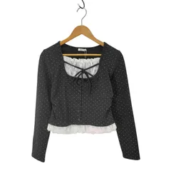 イング INGNI レースレイヤード リボン付きリブトップス レディース import：M 