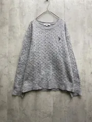US POLO ASSN ユーエスポロアッスン ワンポイントケーブル ニット セーター sizeL/グレー ◆■レディース