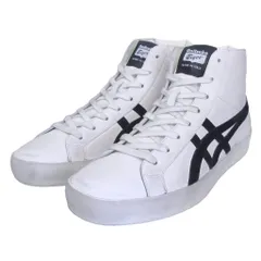オニツカタイガー Onitsuka Tiger タグ付 FABRE MT IM ファブレ 1183C551 100 スニーカー ダメージ加工 ハイカット イタリア製 28cm 白黒 ホワイト ブラック 0209