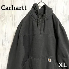 Carhartt カーハート ハーフジップ フーディー スウェットパーカー メンズXL グレー 灰色 ビッグシルエット オーバーサイズ ワーク ストリート アメカジ 定番 人気 古着 中古　24-976