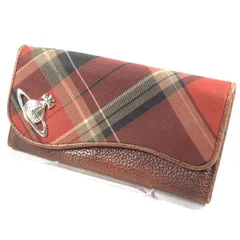 Vivienne Westwood / ヴィヴィアンウエストウッド ■ORB 二つ折り長財布 キャンバスレザー チェック 【財布/サイフ/ウォレット/wallet/コイン】 ブランド