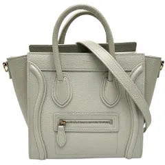 セリーヌ 2WAY レディース ラゲージ ナノ ハンドバッグ ショルダーバッグ 肩掛け 斜め掛け CELINE レザー ミントグリーン シルバー金具【中古品】