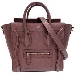 セリーヌ 2WAY レディース ラゲージ ナノ ハンドバッグ ショルダーバッグ 肩掛け 斜め掛け ボルドー CELINE レザー ワインレッド シルバー金具【中古品】