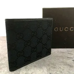 545 送料込み！ 極美品 GUCCI 二つ折り札入れ 034.3661.0989 GGキャンバス ブラック