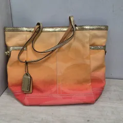 2 S01942  COACH コーチ グラデーション トートバッグ ショルダーバッグ オレンジ 鞄 レディース