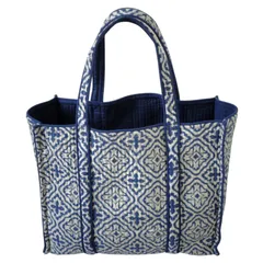 トートバッグ　コットンキルト　ブルーB