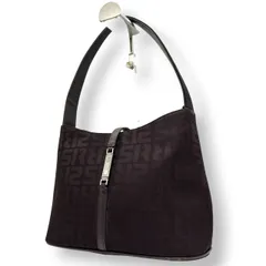 美品 ソニアリキエル SONIA RYKIEL ハンドバッグ ショルダーバッグ ワンショルダー ナイロン ジャガード ロゴ総柄 SR金具 ブラウン こげ茶 ダークブラウン 軽量 コンパクト レディース 鞄 カバン 肩掛け 上品 エレガント s56