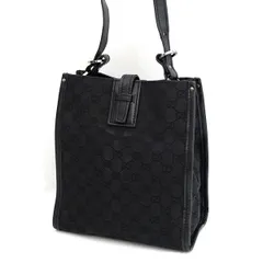 GUCCI / グッチ ■GGキャンバス ショルダーバッグ レザー  ブラック 110292-001998 【バッグ/バック/BAG/鞄/カバン】 ブランド【中古】 