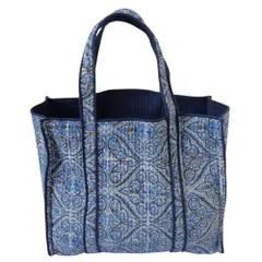 トートバッグ　コットンキルト　ブルーC