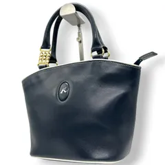 【美品】キタムラ Kitamura ハンドバッグ トートバッグ Kロゴ チャーム レザー 本革 ネイビー 紺 ホワイト 白 バイカラー ゴールド金具 横浜 元町 エレガント クラシック フォーマル 自立可 マチ広 鞄 カバン レディース s3