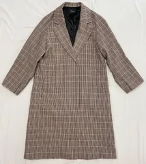 Demi-Luxe BEAMS  サイズ36  S  チェック チェスターコート　テーラード ロング コート　茶色　ブラウン系