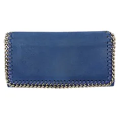 Stella McCartney ステラマッカートニー ファラベラ レザー ロングウォレット 二つ折り長財布 ブルー系【中古】