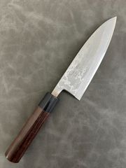 包丁 出刃包丁 青二鋼 ダマスカス 紫檀シノギ柄 150mm ① - メルカリ