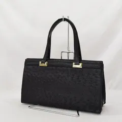 ■ハンドバッグ オーストリッチ ブラック  パーティー 冠婚葬祭