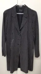 【中古・現状品】agnes b.　アニエスベー　ロングテーラードジャケット　ストラップ柄　K-284