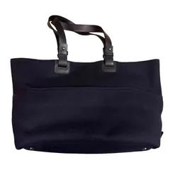 B095 agnes b. VOYAGE（アニエスベー ボヤージュ） ウールトートバッグ レザーハンドル ネイビー 高級 お洒落