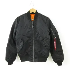 アルファ ALPHA INDUSTRIES MA-1 リバーシブルフライトジャケット ジップアップ 長袖 黒 オレンジ S *A453