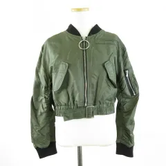 ザラウーマン ZARA WOMAN ミリタリージャケット ブルゾン ジップアップ 長袖 緑 カーキ M *A504