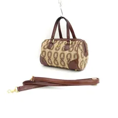 ANNA SUI / アナスイ ■ショルダーバッグ キャンバス レザー ベージュ ブラウン 【バッグ/バック/BAG/鞄/カバン】 ブランド【中古】 