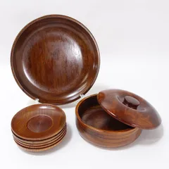 天然木 ◆【漆器天然木/丸盆 菓子器 茶托(5) 茶道具 インテリア 工芸品 ギフト