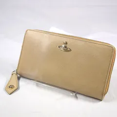 Vivienne Westwood / ヴィヴィアンウエストウッド ■オーブ ラウンドファスナー長財布 レザー ベージュ 【財布/サイフ/ウォレット/wallet/コイン】 ブランド