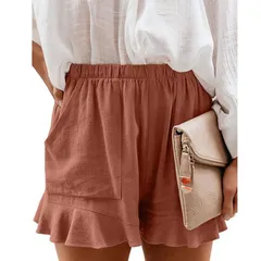 ショートパンツ レディースショーパン ルームウェア 短パン ズボン 小さいサイズ Sサイズ アプリコット ルームパンツ ウエストゴム 楽ちん