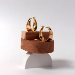 [両耳用] ピアス 低金属アレルギー対応 サージカルステンレス304 輪っか フープ 遮断機式 逆月甲 ピアス WG色/YG色の2色