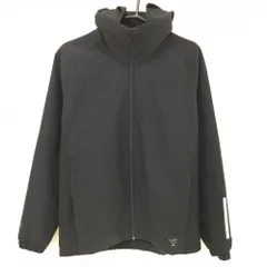 【美品】アディダス ジップパーカー 黒×白 袖3ライン 裏起毛 袖ロゴ  メンズ L ゴルフウェア adidas