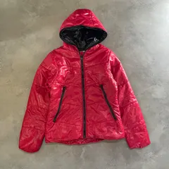 【I-3】Fast Colors 赤　中綿ジャケット　M フード付き　レッド　ブラック裏地　防寒　アウター　古着　ユニセックス