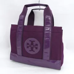 TORY BURCH / トリーバーチ ■ハンドバッグ ナイロン レザー エナメル 紫 【バッグ/バック/BAG/鞄/カバン】 ブランド【中古】 