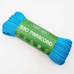 パラコード 水色 No.5 全長約30m 7芯 直径約4mm 耐荷重約250kg 550 アウトドアロープ テントロープ ハンドメイド資材 ビーズクラブ