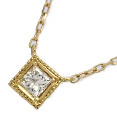 (ラスト1点) 0.08ct/スクエアモチーフ ワンポイント ダイヤモンド ネックレス･ペンダント/K18YG/750-1.3g/イエローゴールド/プレゼント【♀】【S】【レディース】★■600261【中古】