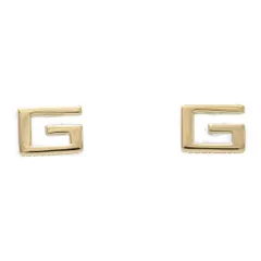 (ラスト1点) GUCCI グッチ Gロゴ スタッド ピアス/K18YG/750-1.5g/イエローゴールド/プレゼント/記念日/ご褒美【S】【メンズ・レディース】★■599870【中古】