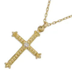 (ラスト1点) クロスモチーフ 1P ダイヤモンド ネックレス ペンダント/K18YG/750-1.9g/イエローゴールド/プレゼント/記念日【♀】【N】【レディース】★■599772【中古】