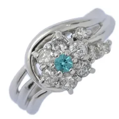 美品 1点モノ PT0.056ct D0.447ct パライバトルマリン ダイヤモンド リング 指輪 Pt900-5.0g 11号 #51 プラチナ 【♀】【N】【レディース】★■602352【中古】